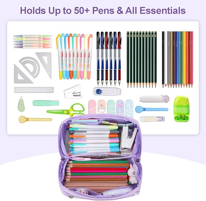 Large Pencil Case for Boys, Durable Pencil Pouch for School, Wide Opening Soft - Image 3