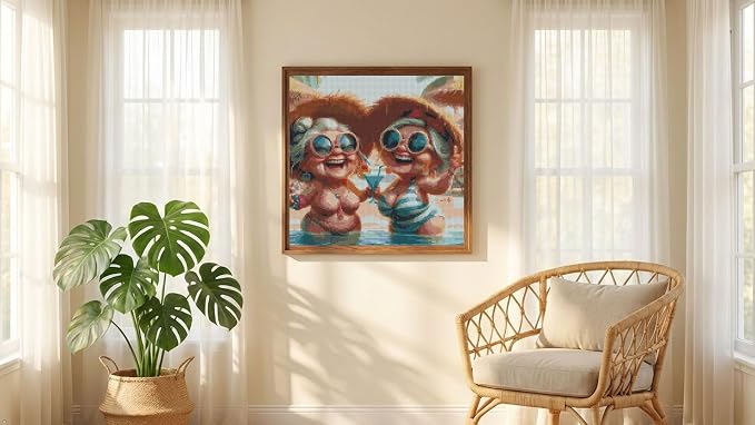 Granny and Sandy Beach Stamping Cross Stitch Kits, Embroidery Starter Kit - Image 3