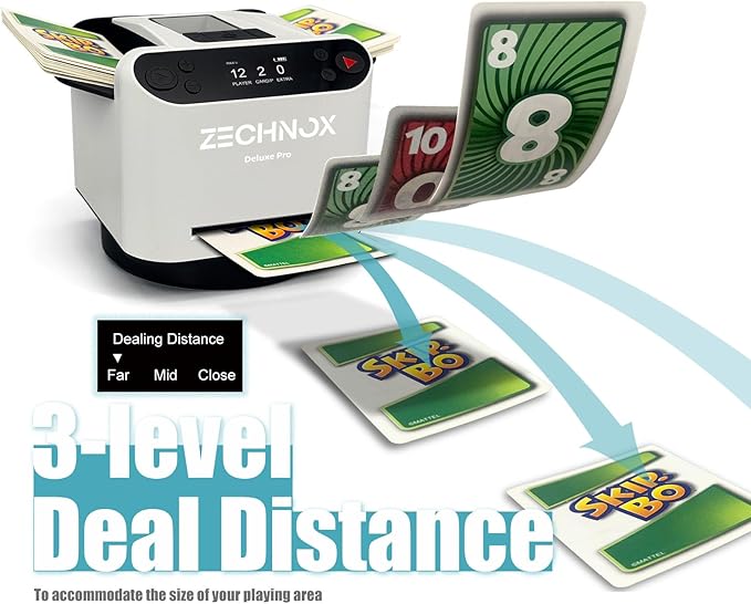 2025 New Smart 2-in-1 Automatic Card Shuffler and Dealer,Programmable Card Dealer,Card Shuffler 2 Deck,360° Rotation,Ultra Quiet,Rechargeable,Support 12 Players,with 4 Wireless Buttons (White&Black)