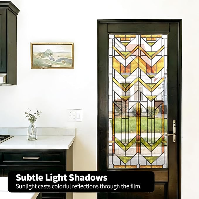 Faux Stained Glass Effect Transparent Window Film, Decorative Window Cling - Image 6