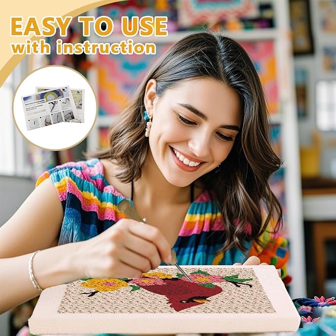 DOODLREAM Cardinal Bird Punch Needle Kit, DIY Embroidery Starter Craft Set | - Image 3