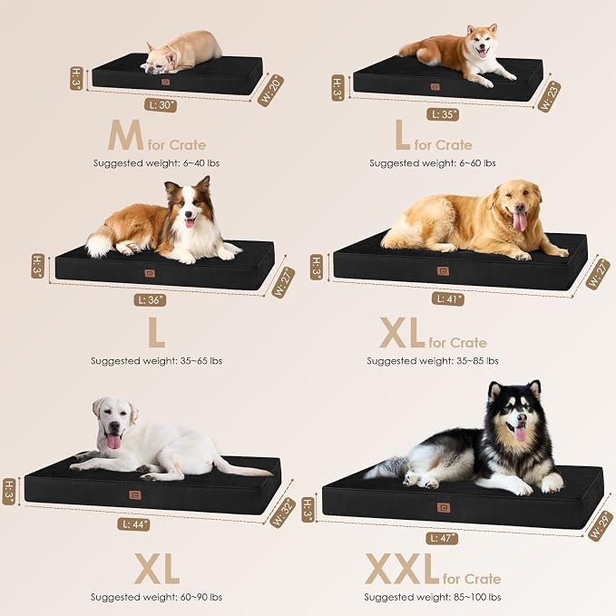 EHEYCIGA Waterproof Dog Bed Orthopedic 47"x29", Memory Foam Pet Bed - Image 3