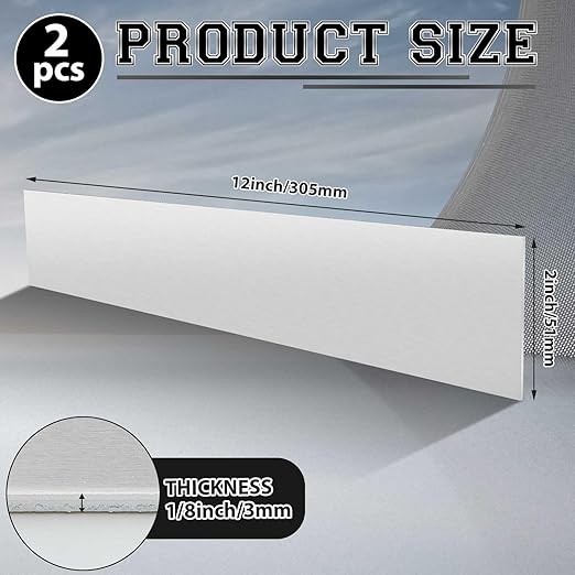 2 Pack 5052 Aluminum Sheet Metal 2" x 12" Aluminum Plate 1/8 (0.125'') Inch Thickness Rectangle Metal Panels for Industry Crafting Handcraft DIY Projects