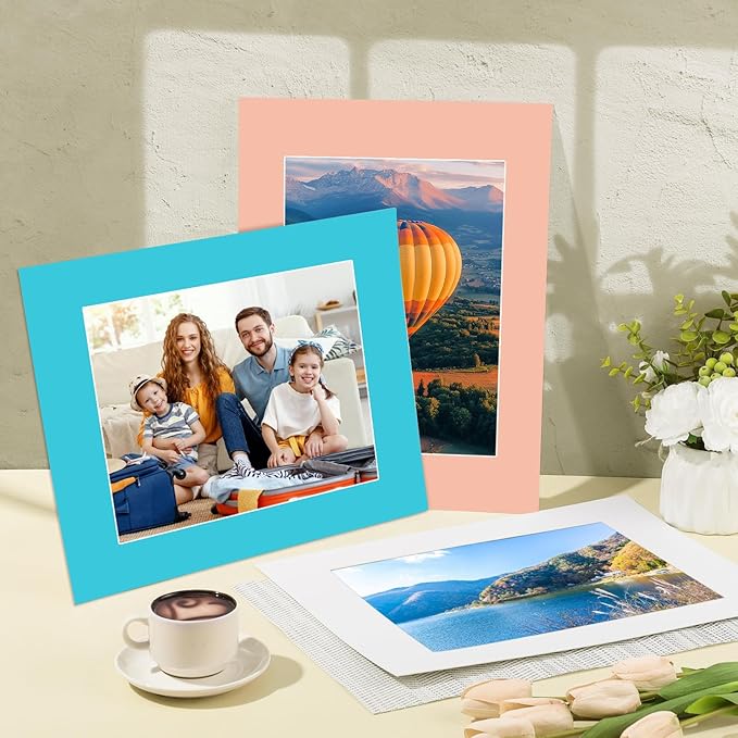 15 Pack 12x16 Picture Mats, Mixed Colors Frame Mattes for 9x12 Pictures Photo Frame Mat Core Bevel Cut Mat Board Show Kit for Photos, Prints, Artworks