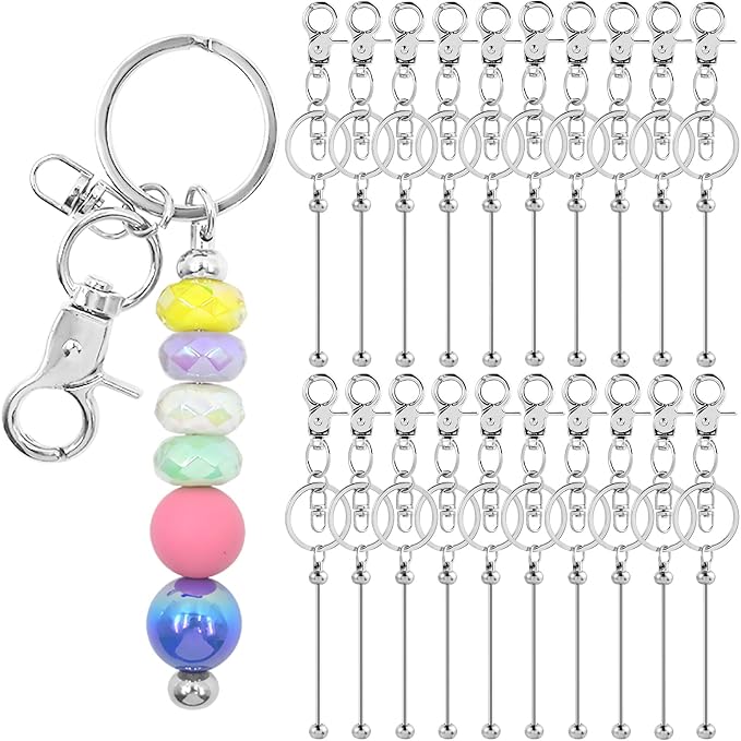 20 Pcs Beadable Keychains Bulk Kit – DIY Keychain Making Supplies by DNLEGULI