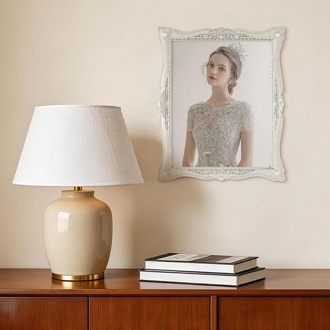DIKAR 8x10 Vintage Picture Frames, Retro Silver Baroque Photo Frame - Image 4