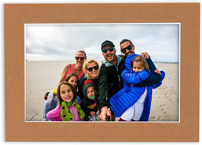 11x14 Mat Bevel Cut for 8.5x11 Photos - Acid Free Aged Oak Brown Precut Matboard With Backing Board and Crystal Clear, Self Seal Mat Bag - For Pictures, Framing - 4-ply Thickness