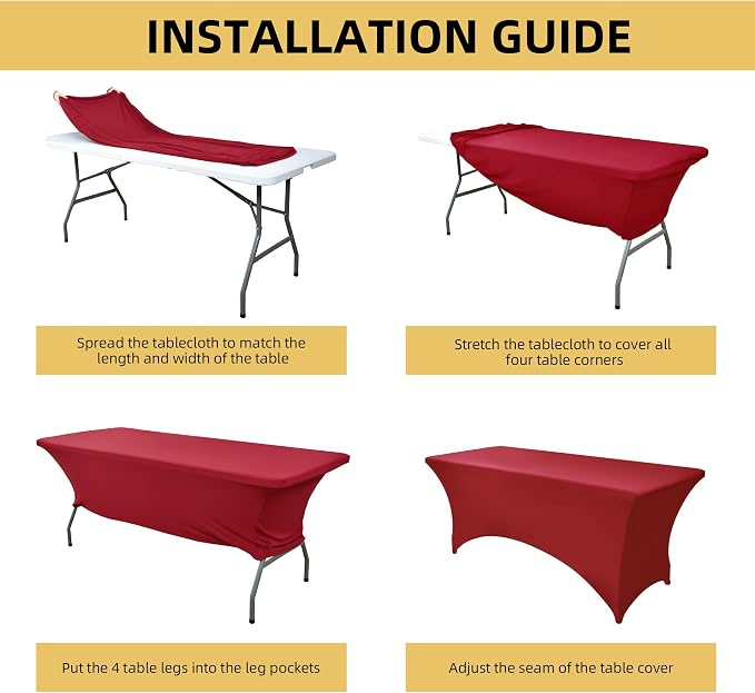 2-Pack 4ft Spandex Table Covers - Image 5