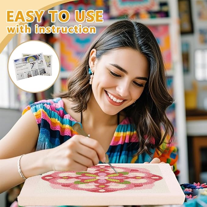Doodlream Mandala Flower DIY Punch Needle Embroidery Kit - Image 3