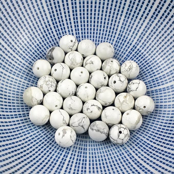 MJDCB Natural Stone Beads White Howlite Round Loose Beads - Image 7