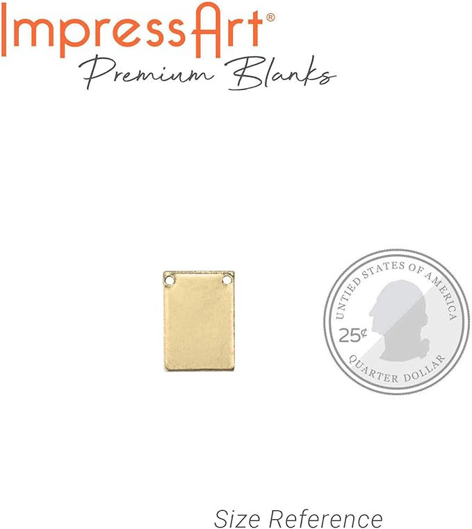 ImpressArt - Premium Metal Stamping Rectangle Blanks for Metal Stamping and Jewelry Making (24 Pack) (7/16" x 3/4" Rectangle w/ 2 Holes, Brass)