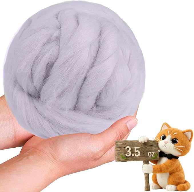 Wool Roving-3.5oz Needle Felting Wool, Soft Multi-Color Wool Fiber, Perfect by VKEDA
