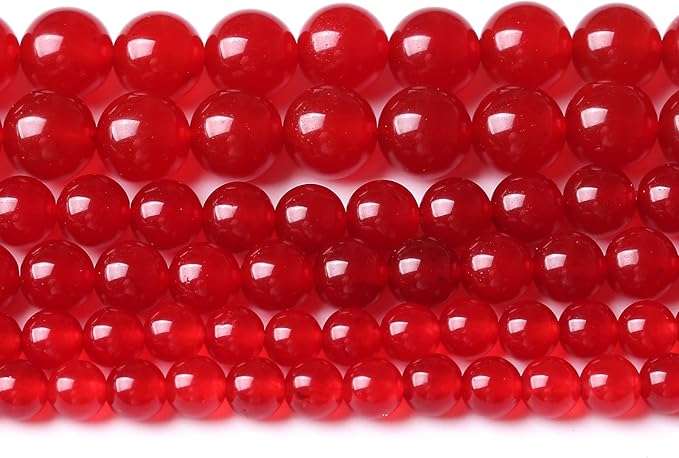 48PCS 8MM Red Chalcedony Beads Energy Healing Beads for DIY Jewelry Bracelet Necklace Making for Jewelry Making 15Inch
