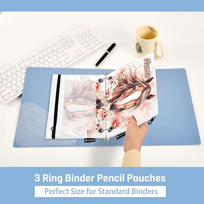 Custom Brown Horse Flower Pencil Pouch - Image 4