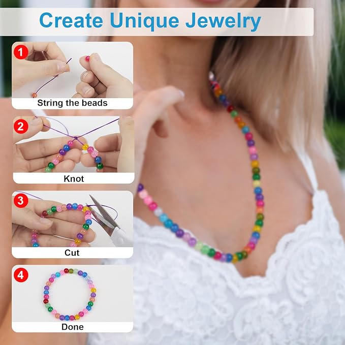XSEINO About 7200PCS 6mm Glass Beads Bracelet Making Kit, 144 Assorted Designs - Image 4