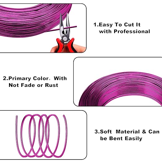 3mm Aluminum Craft Wire, 50 Feet 9 Gauge Bendable Anodized Metal Wire for Sculpting, Jewelry Making, Armature Making, Wire Weaving and Wrapping
