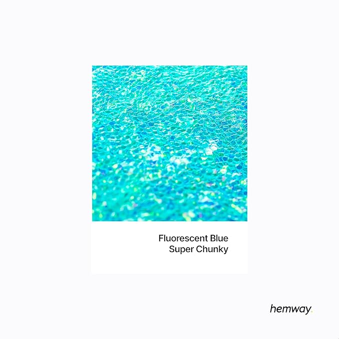 Hemway Polyurethane & Epoxy Resin Glitter 100g / 3.5oz Metallic Crystal Flake Additive for Flooring Jewelry Tumblers Glass Pigment - Super Chunky (1/8" 0.125" 3mm) - Fluorescent Blue
