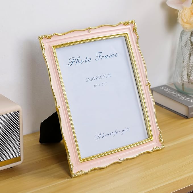 Cuspin 8x10 Vintage Picture Frame Pink and Gold Frames, Elegant Ornate Pink - Image 7