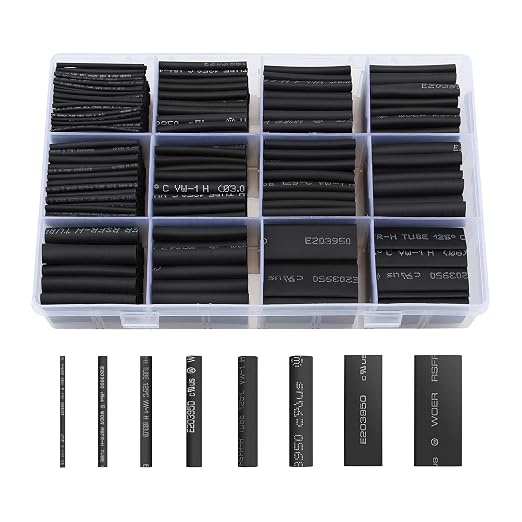 innhom 650pcs Heat Shrink Tubing Black Heat Shrink Tube Wire Shrink Wrap by innhom