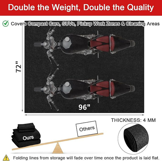 Golener Oil Spill Mat - Garage Floor Mat, Absorbent Oil Pad, Premium Rubber Mat, Waterproof, Contain Liquid, Protect Garage Surface from Spill & Stain, Reusable, Washable, Durable, Black, 72” x 96”