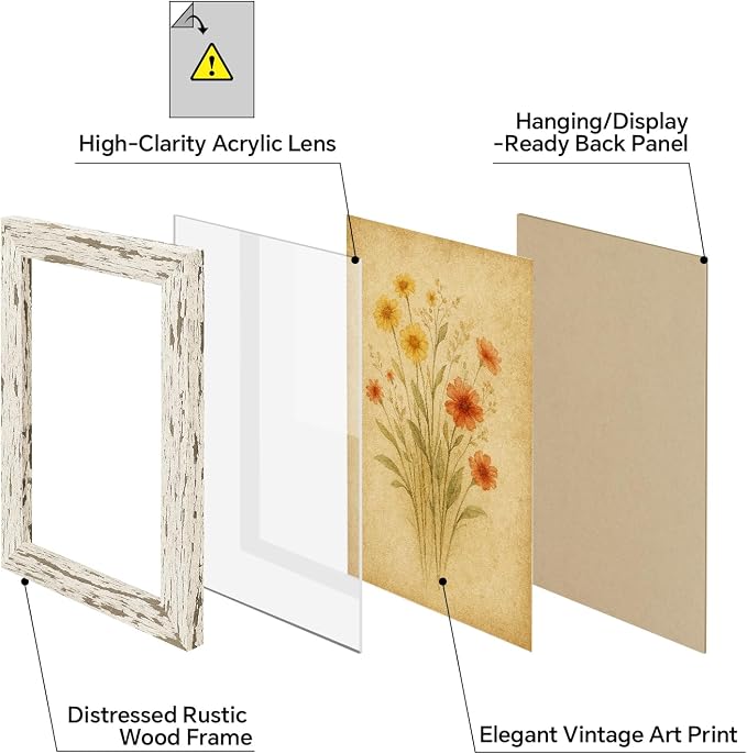 puthiac 5x7 Rustic Farmhouse Picture Frame, Distressed White, 1 Pack | - Image 3