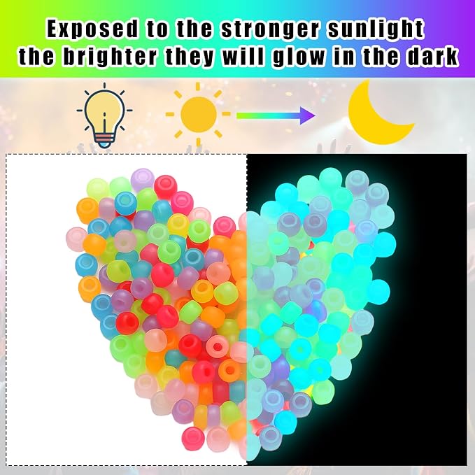 Landical 564 Pcs Glow Beads Keychain Making Kit DIY Glow in The Dark Key Chain - Image 3