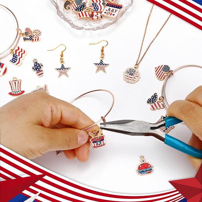 MARFOREVER 40Pcs/20 Pairs 4th of July Enamel Charms - Image 4