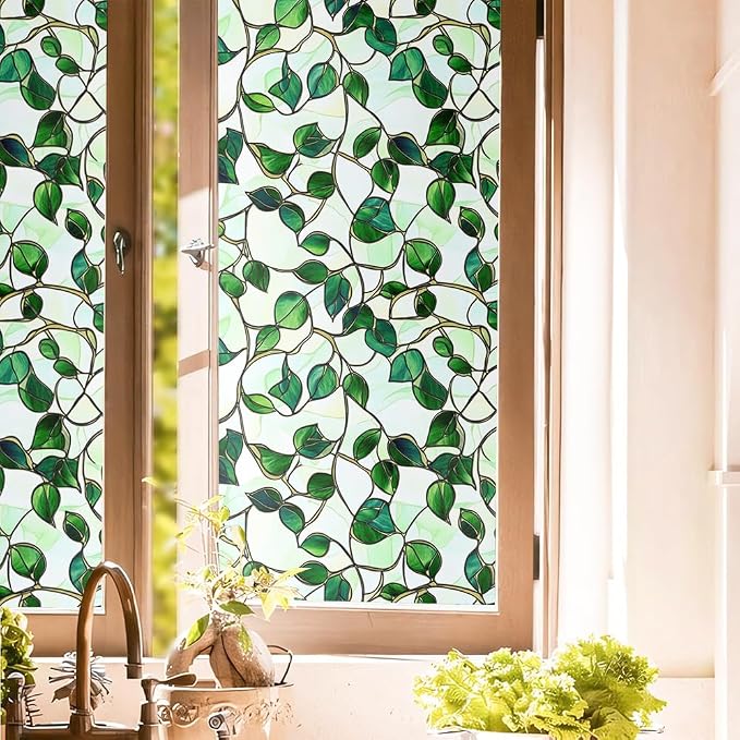 16"x118 Green Mosaic Stained Glass Double Side Window Films Art Decorative by Unknown