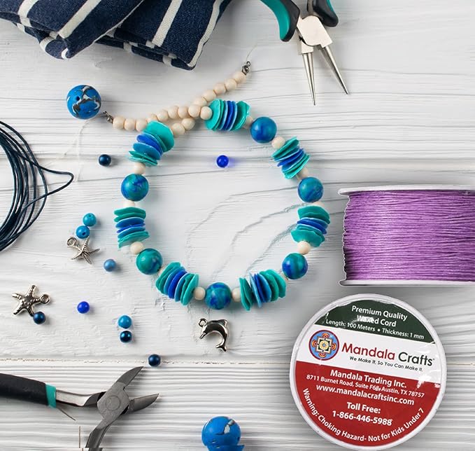 Mandala Crafts 1mm 109 Yards Maroon Cotton Waxed Cord for Jewelry Making Bracelet Cord Waxed String - Beading String Thread Jewelry Cords for Necklaces String