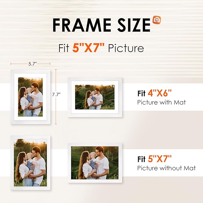 FIXSMITH 5x7 Picture Frame Set of 2, Photo Frame - Image 2