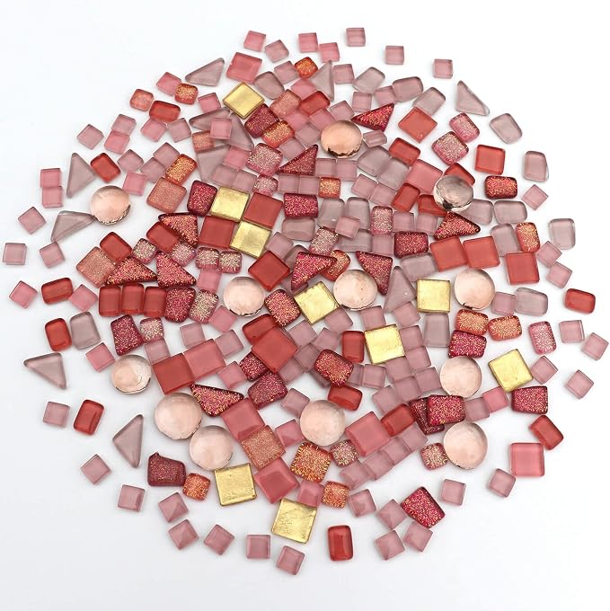 LITMIND 1.1LB Pink Mixed Irregular Crystal Glass Mosaic Tiles - Image 2