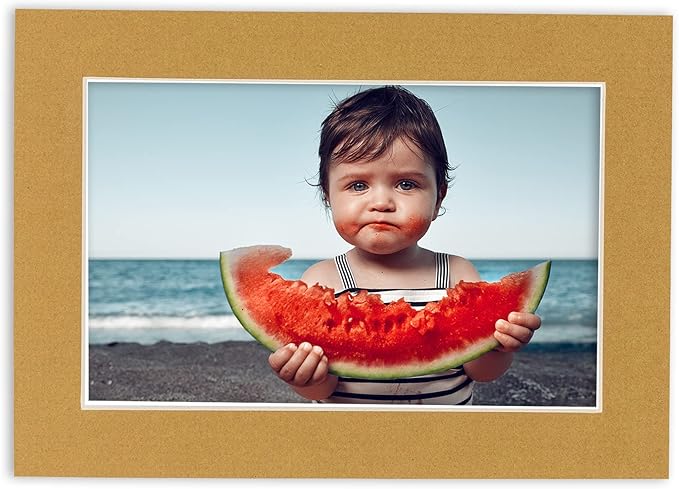 11x14 Mat for 8.5x11 Photo - Precut Rattan Beige Picture Matboard for Frames 11 x 14 Inches - Bevel Cut to Display Art 8.5 x 11 Inches - Acid Free Pack of 10 MATS with Backing Boards & Clear Bags