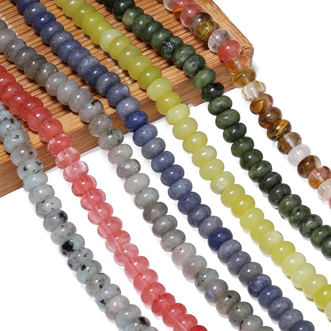 Songxi 5x8mm Natural Watermelon Red Stone Rondelle Beads, Gemstone - Image 9