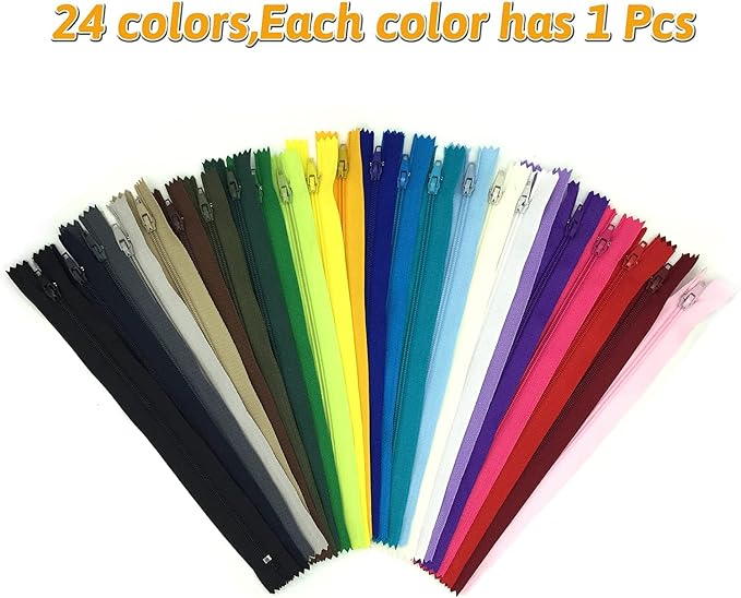 Zippers for Sewing, DOITEM 24 pcs 15cm/6 Inch Multicolor Nylon Coil Zippers for - Image 2