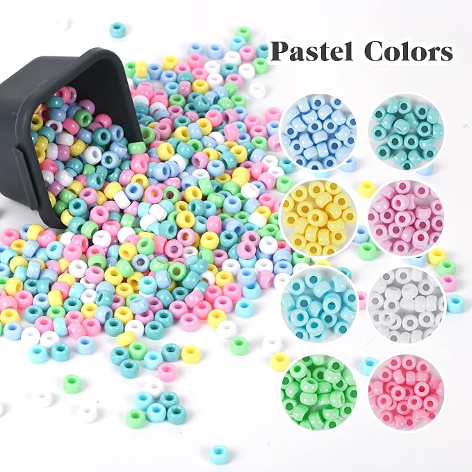 Simetufy 1200 pcs Pony Beads Macaron Pastel Colored Beads - Image 4