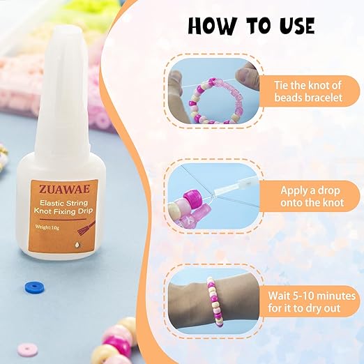 3 Pcs Bracelet String Elastic String Kont Fixing Drip, Jewelry Glue - Image 3