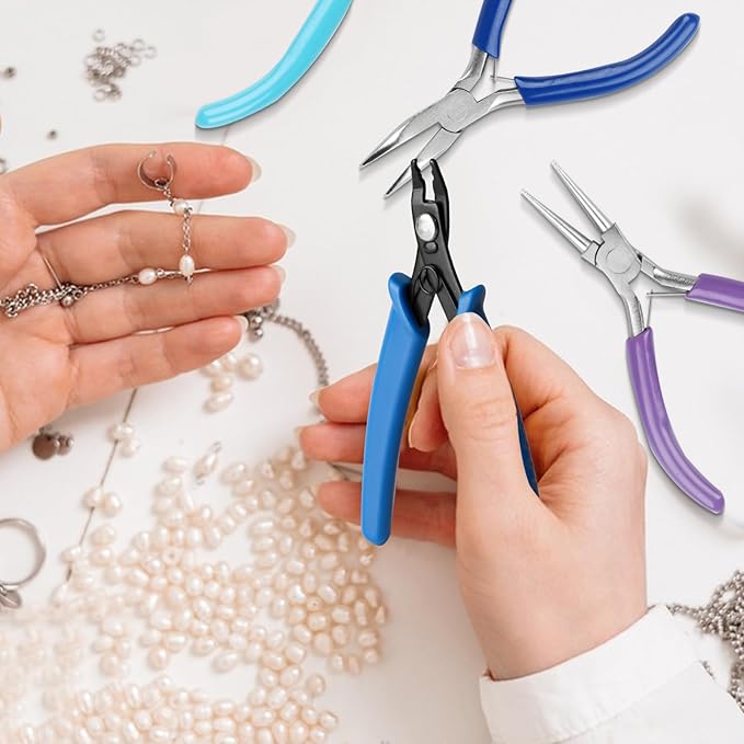 6 Pcs Jewelry Pliers Set, Include Needle Round Bent Nose Zipper Wire Cutter Jewelry PliersJewelry Making Tools for Jewelry Making Repair/Crafting/Wire Wrapping Supplies