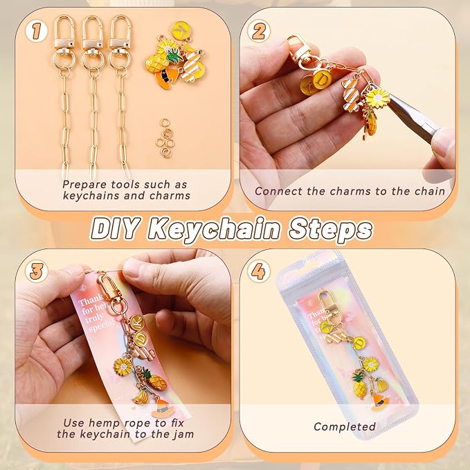Wurosi 25 Set Paperclip Keychain Making Kit, Bag Charm Kit, 25 Keychain Clips - Image 4