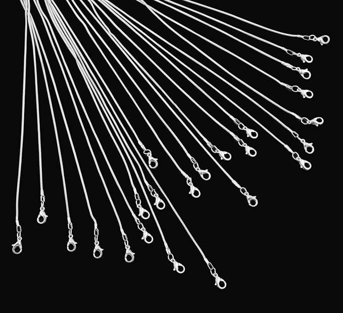 24pcs 18 Inch 925 Silver Plated 1.2mm DIY Snake Chain Charms Link Necklace - Image 4