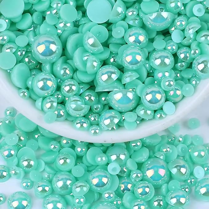 2000PCS AB Color Imitation Half Round Pearls Bead Loose Beads Gems, Mixed Sizes by UYTRDVG