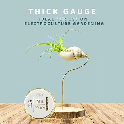 UTILE 18 20 22 24 Gauge 90 ft 99.9% Pure Soft Copper Wire for Electroculture Gardening, Jewelry Making, Crafting Wire Bendable, Plant Wire (Gold 24)
