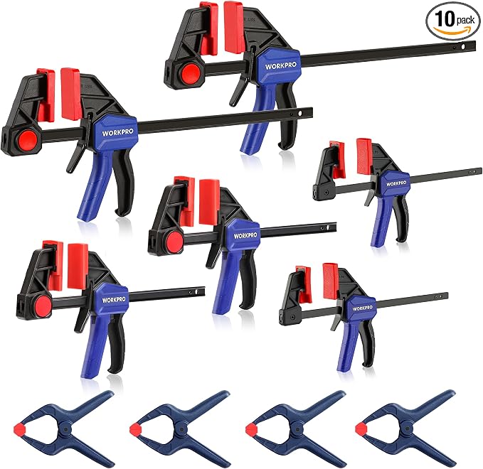 WORKPRO 10-Pack Bar Clamps for Woodworking, 6-Inch Mini & Light Duty and by WORKPRO