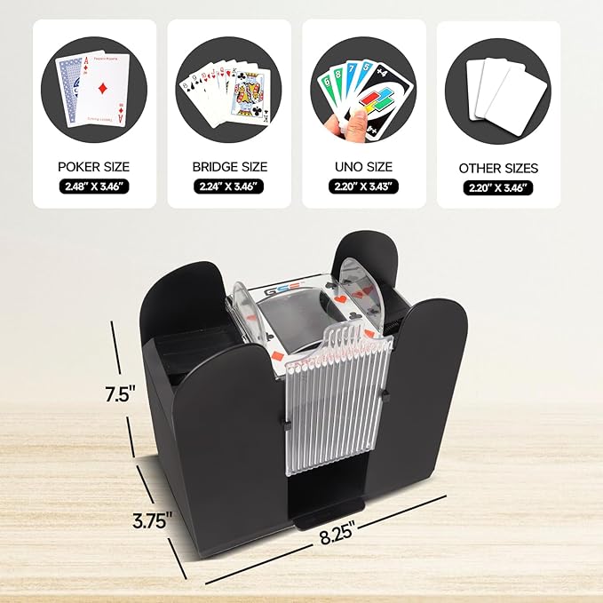 GSE Games & Sports Expert 6-Deck Automatic Card Shuffler, AC/DC-Power & Battery-Operated Shuffler Machines for Playing Cards, Blackjack, Texas Hold'em, Canasta, Bridge, UNO
