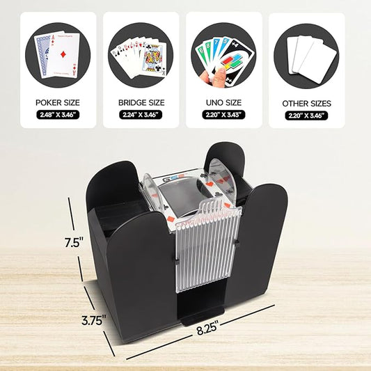 GSE Games & Sports Expert 6-Deck Automatic Card Shuffler, AC/DC-Power & Battery-Operated Shuffler Machines for Playing Cards, Blackjack, Texas Hold'em, Canasta, Bridge, UNO