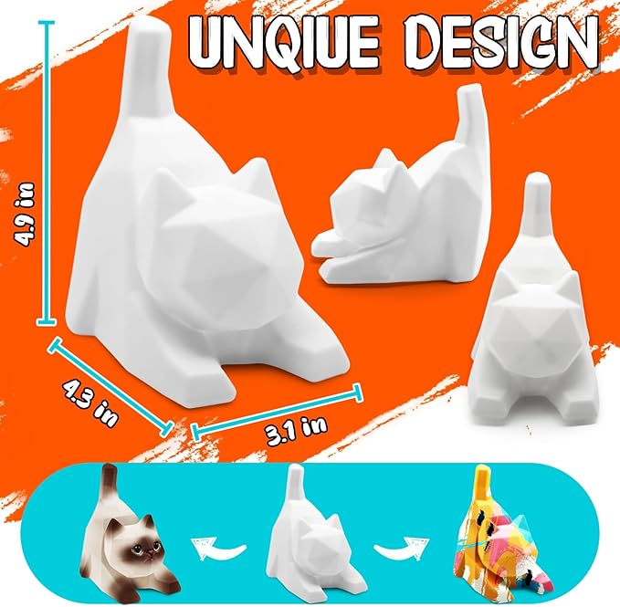 FUNZBO 4.3in Paint Your Own Cat Lamp Kit - Halloweens Arts and Crafts Supplies Painting Set for Kids Teens, DIY Night Light Toy for Toddlers Girls Boys Age 3 4 5 6 7 8 9 10 11 12 13 +