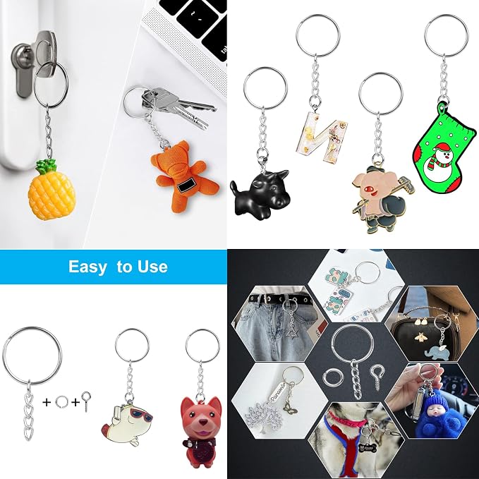 100Sets 1 inch Keychain Rings Silver Split Round Key Ring - Image 5