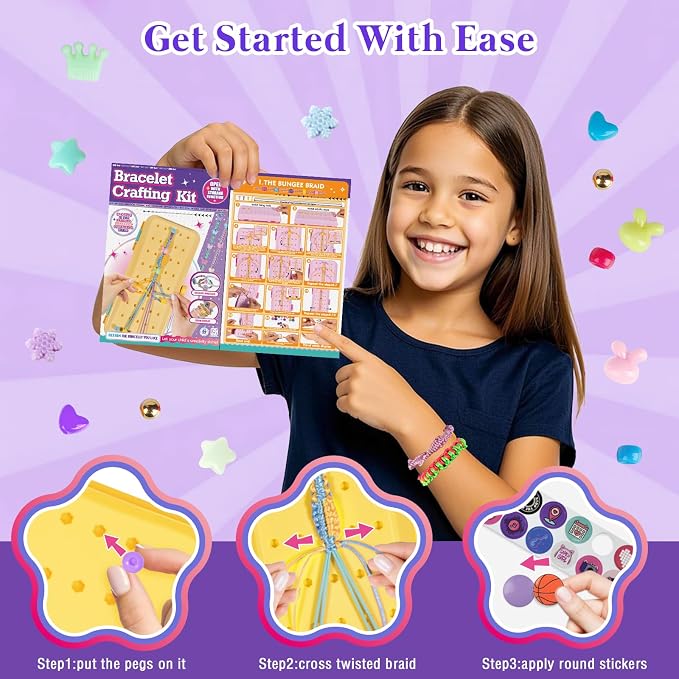 TingingYuli Friendship Bracelet Making Kit, 3-Layer Storage Box, Gift 6-12 | - Image 4