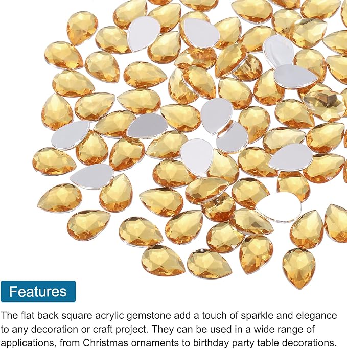 MECCANIXITY 50PCS Flat Back Acrylic Teardrop Gems 10x14mm Artificial Rhinestones - Image 4