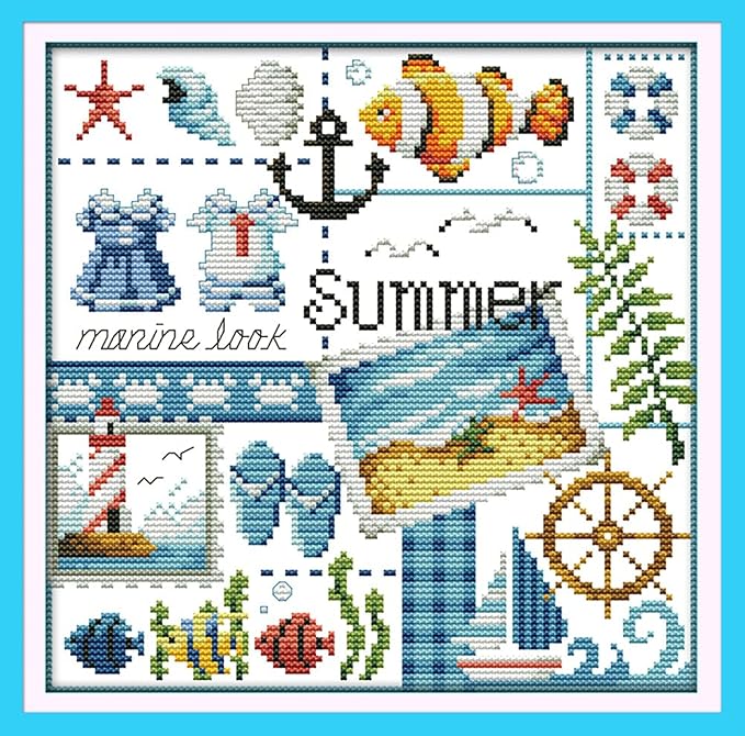 Awesocrafts Cross Stitch Kits, Four Seasons of Summer Easy Patterns Cross by Awesocrafts