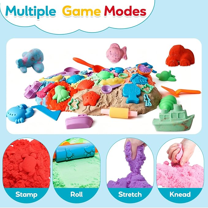 FURWEY Play Sand Set, with 17.6lbs of Colorful Sensory Sand, Plus 22 Tools & - Image 5